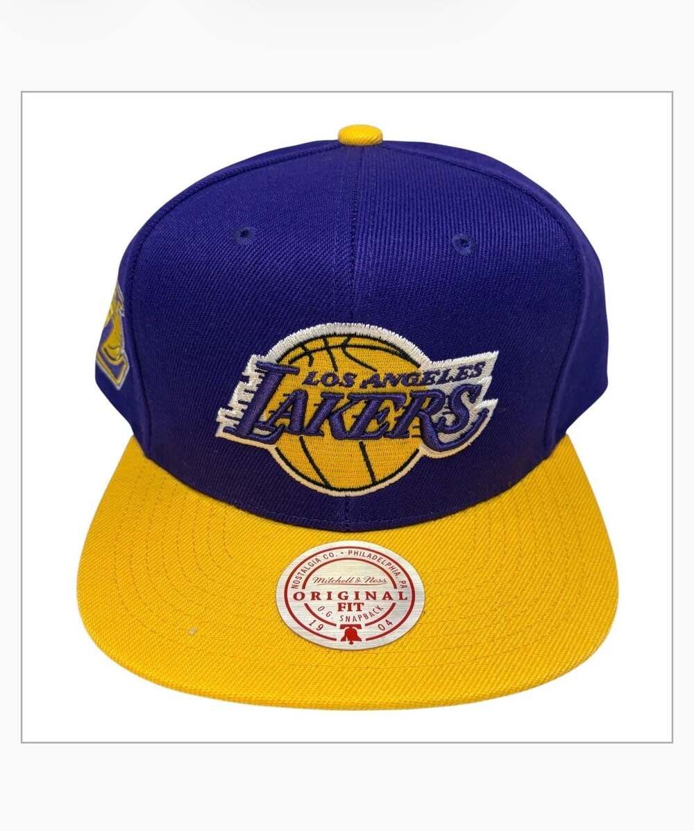 Mitchell & Ness Los Angeles Lakers Team Two Tone 2.0 Snapback Hat Purple Gold